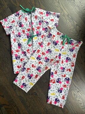 Kids Hospital Patient Scrubs Scrub Set Colorful Pandas Print Tie Drawstrings MED